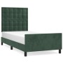 Dark green velvet bed frame with headboard 100x200 cm by , Beds and slatted bases - Ref: Foro24-3125986, Price: 159,77 €, Dis...