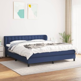 Box spring bed with blue fabric mattress 160x200 cm by , Beds and slatted bases - Ref: Foro24-3126579, Price: 501,99 €, Disco...