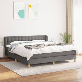 Box spring bed with dark gray fabric mattress 160x200 cm by , Beds and slatted bases - Ref: Foro24-3127134, Price: 504,10 €, ...