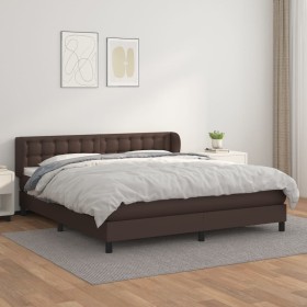 Cama box spring con colchón cuero sintético marrón 180x200 cm de , Camas y somieres - Ref: Foro24-3127328, Precio: 579,99 €, ...