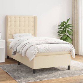 Cama box spring con colchón tela color crema 90x190 cm de , Camas y somieres - Ref: Foro24-3128250, Precio: 372,99 €, Descuen...