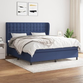 Box spring bed with blue fabric mattress 160x200 cm by , Beds and slatted bases - Ref: Foro24-3128299, Price: 602,99 €, Disco...