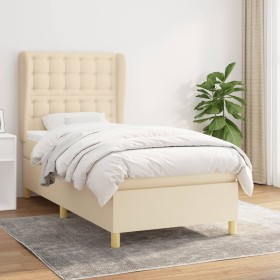 Cama box spring con colchón tela color crema 90x200 cm de , Camas y somieres - Ref: Foro24-3128818, Precio: 356,99 €, Descuen...