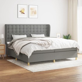 Cama box spring con colchón tela gris oscuro 200x200 cm de , Camas y somieres - Ref: Foro24-3128870, Precio: 588,45 €, Descue...