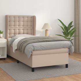 Box spring bed with cappuccino synthetic leather mattress 100x200cm by , Beds and slatted bases - Ref: Foro24-3129020, Price:...