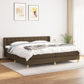 Box spring bed with dark brown fabric mattress 200x200 cm by , Beds and slatted bases - Ref: Foro24-3130620, Price: 534,99 €,...