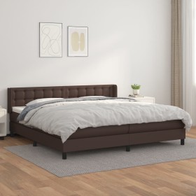 Cama box spring con colchón cuero sintético marrón 200x200 cm de , Camas y somieres - Ref: Foro24-3130802, Precio: 651,99 €, ...