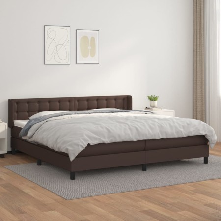 Box spring bed with brown synthetic leather mattress 200x200 cm by , Beds and slatted bases - Ref: Foro24-3130802, Price: 651...