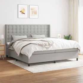 Box spring bed with light gray fabric mattress 200x200 cm by , Beds and slatted bases - Ref: Foro24-3131777, Price: 692,99 €,...