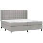 Box spring bed with light gray fabric mattress 200x200 cm