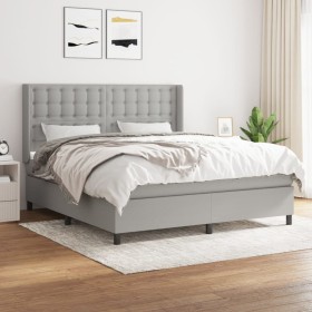 Box spring bed with light gray fabric mattress 160x200 cm by , Beds and slatted bases - Ref: Foro24-3131761, Price: 597,86 €,...