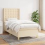 Cama box spring con colchón tela color crema 90x200 cm de , Camas y somieres - Ref: Foro24-3132286, Precio: 363,62 €, Descuen...