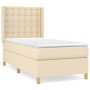 Cama box spring con colchón tela color crema 90x200 cm de , Camas y somieres - Ref: Foro24-3132286, Precio: 363,62 €, Descuen...