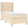 Cama box spring con colchón tela color crema 90x200 cm de , Camas y somieres - Ref: Foro24-3132286, Precio: 363,62 €, Descuen...