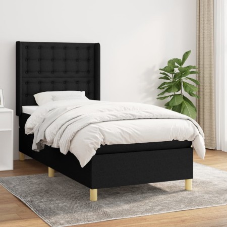 Cama box spring con colchón tela negro 80x200 cm de , Camas y somieres - Ref: Foro24-3132267, Precio: 304,81 €, Descuento: %