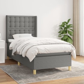 Box spring bed with dark gray fabric mattress 100x200 cm by , Beds and slatted bases - Ref: Foro24-3132290, Price: 380,87 €, ...