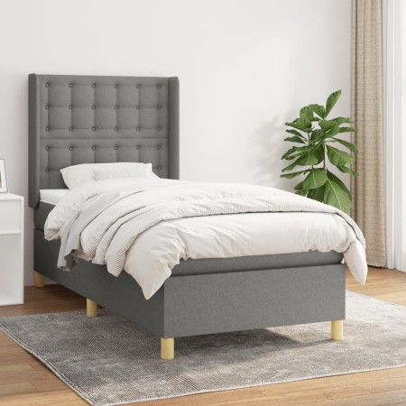 Box spring bed with dark gray fabric mattress 100x200 cm by , Beds and slatted bases - Ref: Foro24-3132290, Price: 353,99 €, ...