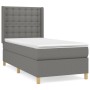 Cama box spring con colchón tela gris oscuro 100x200 cm