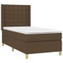 Box spring bed with dark brown fabric mattress 100x200 cm