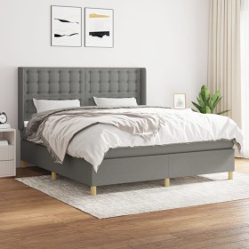 Cama box spring con colchón tela gris oscuro 160x200 cm de , Camas y somieres - Ref: Foro24-3132322, Precio: 592,05 €, Descue...