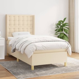 Cama box spring con colchón tela color crema 90x190 cm de , Camas y somieres - Ref: Foro24-3132278, Precio: 377,99 €, Descuen...