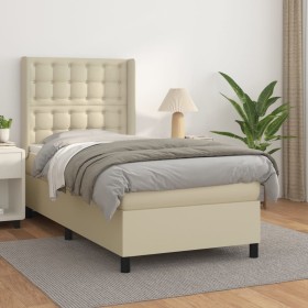 Cama box spring con colchón cuero sintético crema 100x200 cm de , Camas y somieres - Ref: Foro24-3132485, Precio: 411,48 €, D...