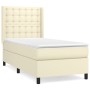 Box spring bed with cream synthetic leather mattress 100x200 cm