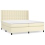 Box spring bed with cream synthetic leather mattress 200x200 cm
