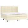 Cama box spring con colchón cuero sintético crema 200x200 cm de , Camas y somieres - Ref: Foro24-3132521, Precio: 715,99 €, D...