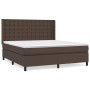 Box spring bed with brown synthetic leather mattress 180x200 cm