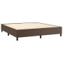Box spring bed with brown synthetic leather mattress 180x200 cm