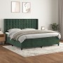 Box spring bed with dark green velvet mattress 200x200 cm