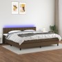 Cama box spring colchón luces LED tela marrón oscuro 200x200 cm | Foro24 | Onlineshop
