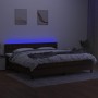 Box spring bed mattress LED lights dark brown fabric 200x200 cm by , Beds and slatted bases - Ref: Foro24-3133504, Price: 602...