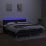 Cama box spring con colchón LED tela negro 160x200 cm