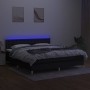 Cama box spring con colchón LED tela negro 160x200 cm de , Camas y somieres - Ref: Foro24-3134047, Precio: 491,79 €, Descuent...