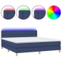 Cama box spring con colchón y LED tela azul 160x200 cm de , Camas y somieres - Ref: Foro24-3134051, Precio: 482,63 €, Descuen...