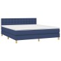 Cama box spring con colchón y LED tela azul 160x200 cm de , Camas y somieres - Ref: Foro24-3134051, Precio: 482,63 €, Descuen...