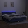 Box spring bed with mattress and LED blue fabric 160x200 cm by , Beds and slatted bases - Ref: Foro24-3134051, Price: 492,99 ...