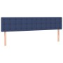 Cama box spring con colchón y LED tela azul 160x200 cm