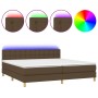 Cama box spring con colchón LED tela marrón oscuro 200x200 cm de , Camas y somieres - Ref: Foro24-3134064, Precio: 604,95 €, ...