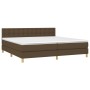 Cama box spring con colchón LED tela marrón oscuro 200x200 cm de , Camas y somieres - Ref: Foro24-3134064, Precio: 604,95 €, ...