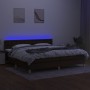 Cama box spring con colchón LED tela marrón oscuro 200x200 cm de , Camas y somieres - Ref: Foro24-3134064, Precio: 604,95 €, ...