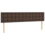 Box spring bed with mattress and LED brown synthetic leather 200x200 cm