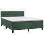 Box spring bed with mattress and LED dark green velvet 140x190cm