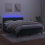 Cama box spring colchón y LED terciopelo verde oscuro 140x190cm