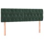 Box spring bed with mattress and LED dark green velvet 140x190cm