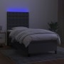 Box spring bed mattress and LED lights dark gray fabric 80x200 cm by , Beds and slatted bases - Ref: Foro24-3135150, Price: 3...