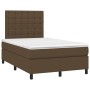 Cama box spring con colchón y LED tela marrón oscuro 120x200 cm de , Camas y somieres - Ref: Foro24-3135184, Precio: 445,99 €...