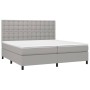 Cama box spring con colchón tela y LED gris claro 200x200 cm de , Camas y somieres - Ref: Foro24-3135221, Precio: 700,99 €, D...